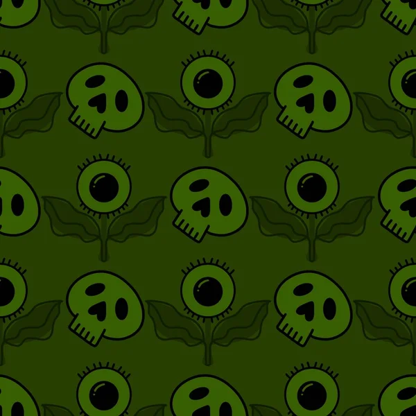 Halloween cartoon seamless skulls and eyes flower pattern for wrapping paper and fabrics and accessories and notebooks and clothes print and decorative. High quality illustration
