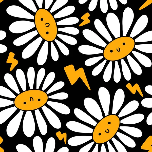 Cartoon flower Halloween seamless chamomile pattern for wrapping paper and kids clothes print and fabrics and textiles and packaging. High quality illustration