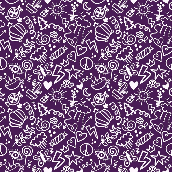 Chalkboard doodle cartoon seamless back to school pattern for kids clothes print and wrapping paper and accessories and study notebooks and fabrics fabrics. High quality illustration