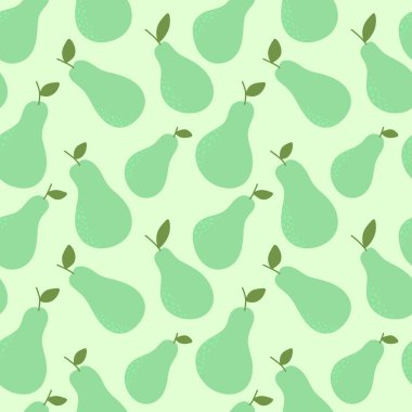 Autumn harvest seamless cartoon doodle pears pattern for wrapping paper and kids clothes print and accessories and fabrics and kitchen textiles and linens and packaging. High quality illustration 