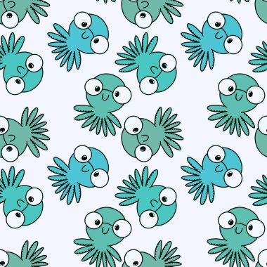 Animals cartoon seamless octopus pattern for wrapping paper and kids clothes print and accessories and notebooks and fabrics and linens. High quality illustration
