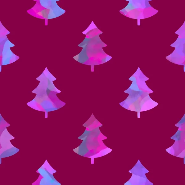 Winter Forest Seamless Christmas Tree Pattern New Year Wrapping Paper — ストック写真