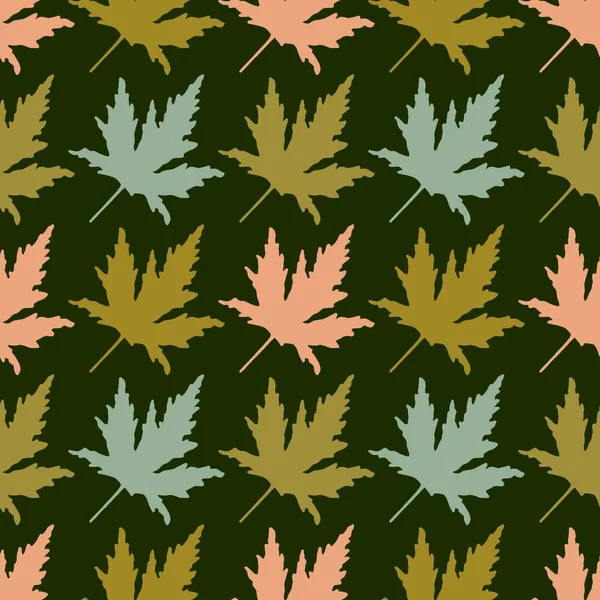 Autumn Cartoon Doodle Seamless Maple Leaves Pattern Wrapping Paper Clothes — Zdjęcie stockowe