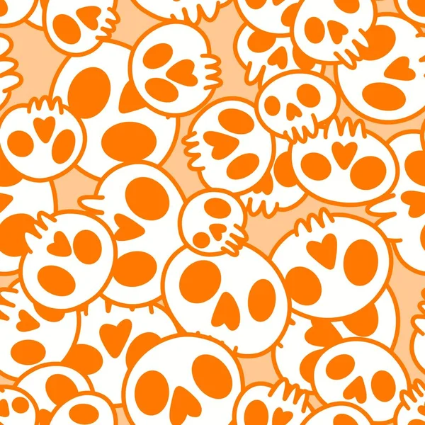 Cartoon Doodle Seamless Halloween Skulls Pattern Wrapping Paper Clothes Print — Foto Stock