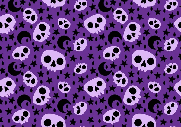 Cartoon Doodle Seamless Halloween Skulls Pattern Wrapping Paper Clothes Print — Fotografia de Stock
