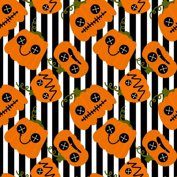 Halloween Cartoon Pumpkins Seamless Pattern Wrapping Paper Fabrics Accessories Notebooks — 图库照片