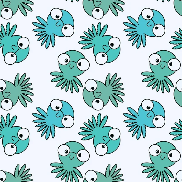 Animals Cartoon Seamless Octopus Pattern Wrapping Paper Kids Clothes Print — Stock fotografie