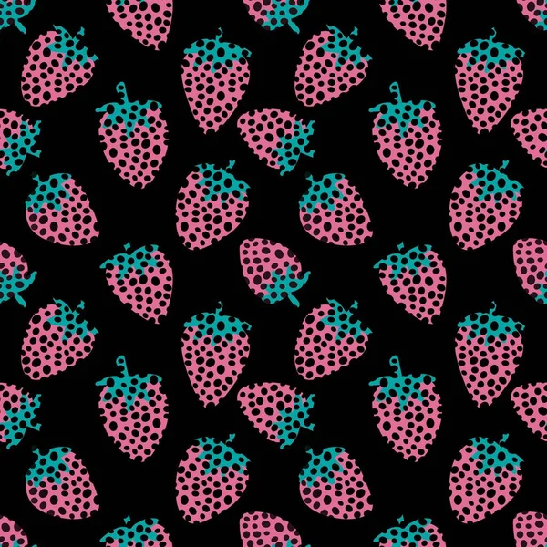 Cartoon Berries Seamless Kawaii Strawberry Pattern Wrapping Paper Kids Clothes — ストック写真