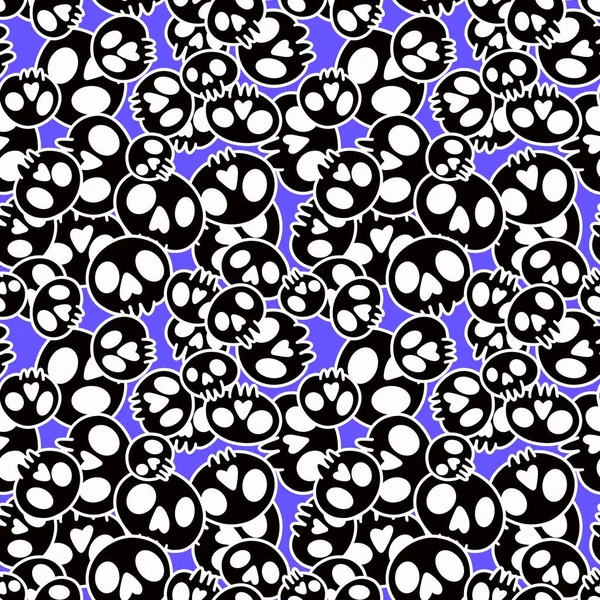 Cartoon Doodle Seamless Halloween Skulls Pattern Wrapping Paper Clothes Print — Fotografia de Stock