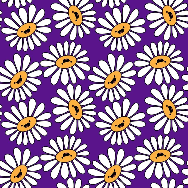 Cartoon flower Halloween seamless chamomile pattern for wrapping paper and kids clothes print and fabrics and textiles and packaging. High quality illustration