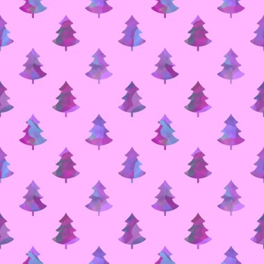 Winter forest seamless Christmas tree pattern for new year wrapping paper and kids clothes print and Noel accessories and fabrics and notebooks and gifts box. High quality illustration