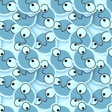 Cartoon doodle fluffy cute monsters aliens seamless pattern for kids clothes print and Halloween accessories and notebooks and fabrics and wrapping paper and linens. High quality illustration