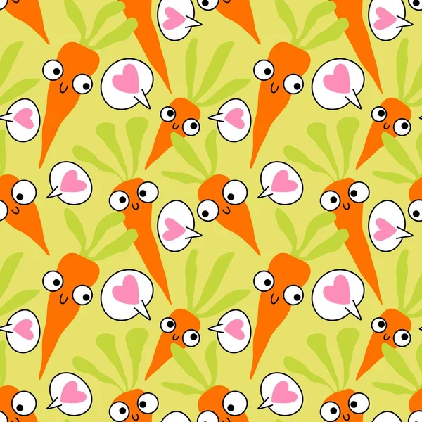 Vegetable Cartoon Seamless Carrot Pattern Wrapping Paper Kids Clothes Print — 스톡 사진