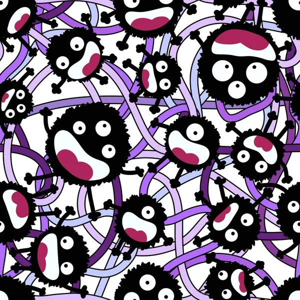 Cartoon Monsters Aliens Seamless Kids Emoticons Pattern Wrapping Paper Festive — Stockfoto