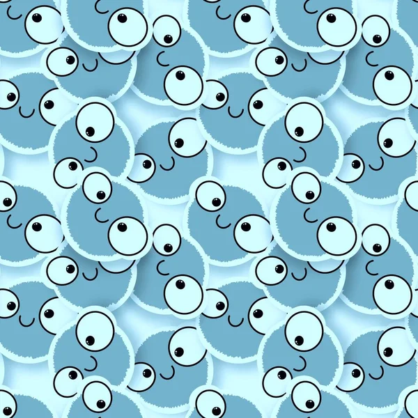 Cartoon Doodle Fluffy Cute Monsters Aliens Seamless Pattern Kids Clothes — Fotografia de Stock