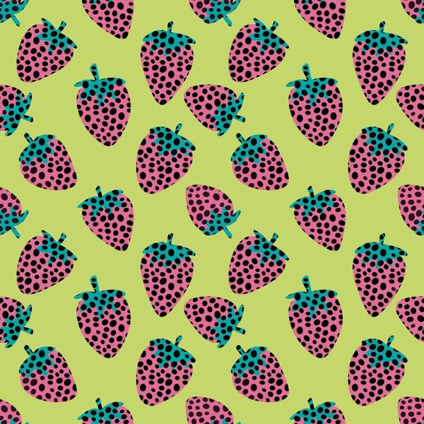 Cartoon Berries Seamless Kawaii Strawberry Pattern Wrapping Paper Kids Clothes — Fotografia de Stock