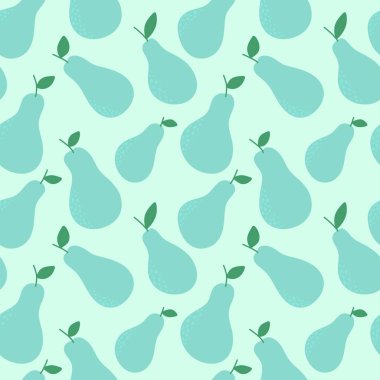 Autumn harvest seamless cartoon doodle pears pattern for wrapping paper and kids clothes print and accessories and fabrics and kitchen textiles and linens and packaging. High quality illustration 