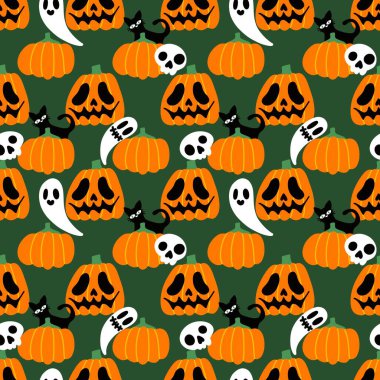 Halloween seamless pumpkins pattern for fabrics and wrapping paper and clothes print and notebooks and accessories and party. High quality illustration