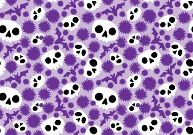 Cartoon doodle seamless Halloween skulls pattern for wrapping paper and clothes print and kids accessories and fabrics and notebooks and textiles. High quality illustration