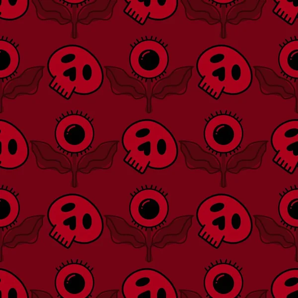 Halloween cartoon seamless skulls and eyes flower pattern for wrapping paper and fabrics and accessories and notebooks and clothes print and decorative. High quality illustration