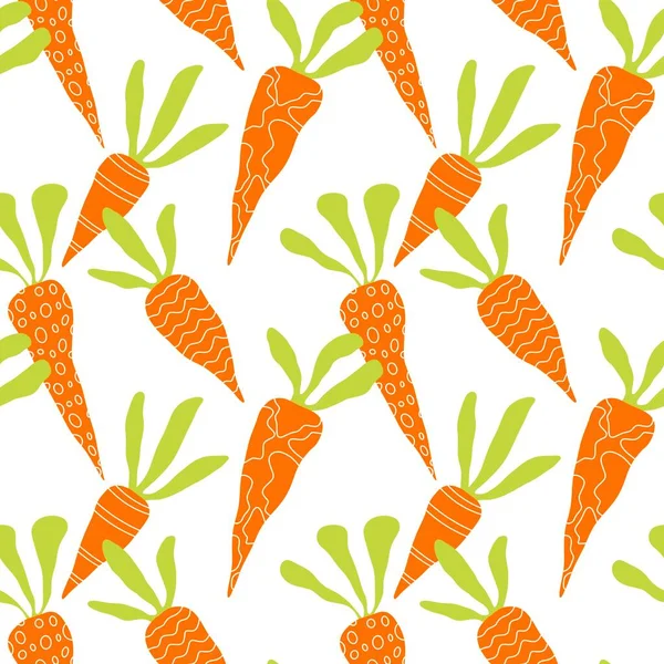 Vegetable cartoon seamless carrot pattern for wrapping paper and kids clothes print and kitchen textiles and fabrics and accessories. High quality illustration