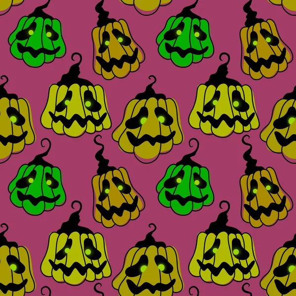 Хэллоуин Бесшовные Тыквы Колпак Ведьмы Призрак Шаблон Тканей Оберточной Бумаги — стоковое фото