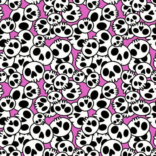 Cartoon Doodle Seamless Halloween Skulls Pattern Wrapping Paper Clothes Print — 스톡 사진