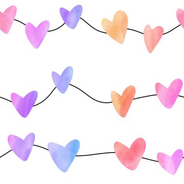 Watercolor valentines seamless hearts pattern for fabrics and textiles and packaging and wrapping paper and clothes print and kids accessories and notebooks. High quality illustration