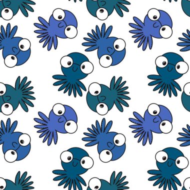 Animals cartoon seamless octopus pattern for wrapping paper and kids clothes print and accessories and notebooks and fabrics and linens. High quality illustration