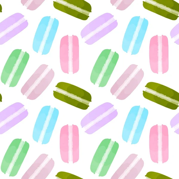 Macaroons Cartoon Seamless Candy Cake Pattern Wrapping Paper Kids Clothes — Stockfoto