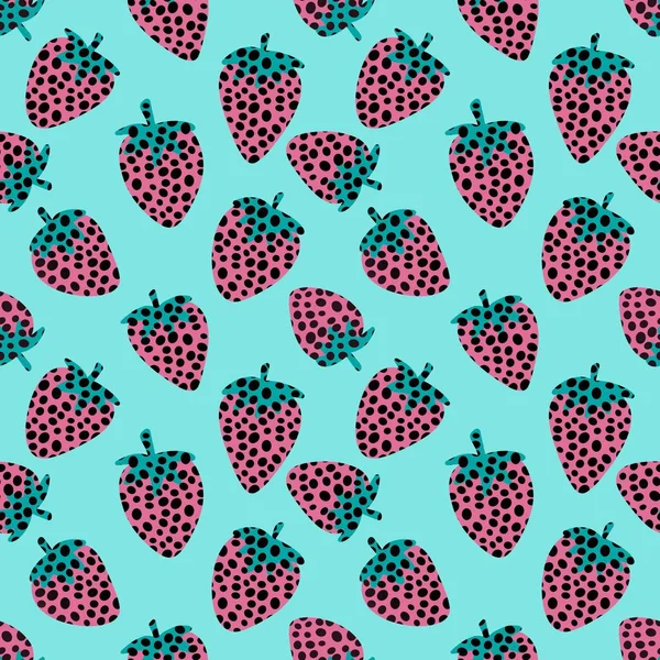 Cartoon Berries Seamless Kawaii Strawberry Pattern Wrapping Paper Kids Clothes — 스톡 사진