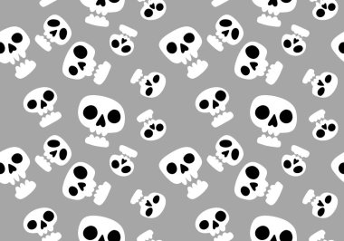 Cartoon doodle seamless Halloween skulls pattern for wrapping paper and clothes print and kids accessories and fabrics and notebooks and textiles. High quality illustration