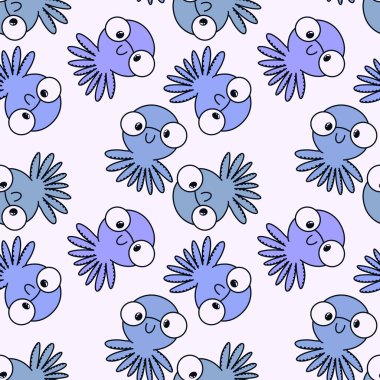 Animals cartoon seamless octopus pattern for wrapping paper and kids clothes print and accessories and notebooks and fabrics and linens. High quality illustration