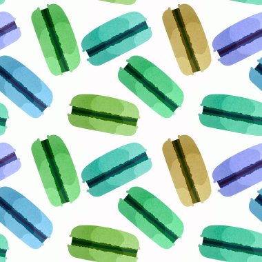 Macaroons cartoon seamless candy cake pattern for wrapping paper and kids clothes print and fabrics and kitchen textiles and accessories and notebooks and packaging. High quality illustration