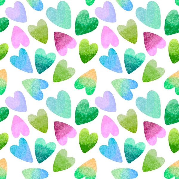 Watercolor Valentines Seamless Hearts Pattern Fabrics Textiles Packaging Wrapping Paper — ストック写真