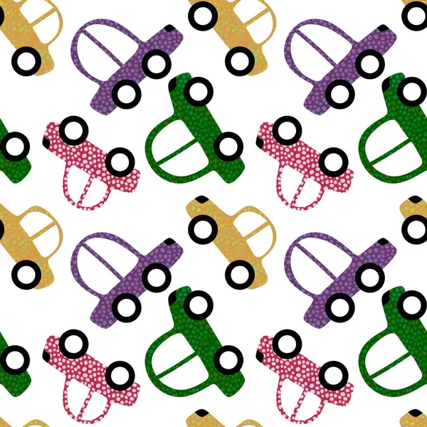 Cartoon Kids Seamless Cars Toys Pattern Child Clothes Print Wrapping — Stock Photo, Image