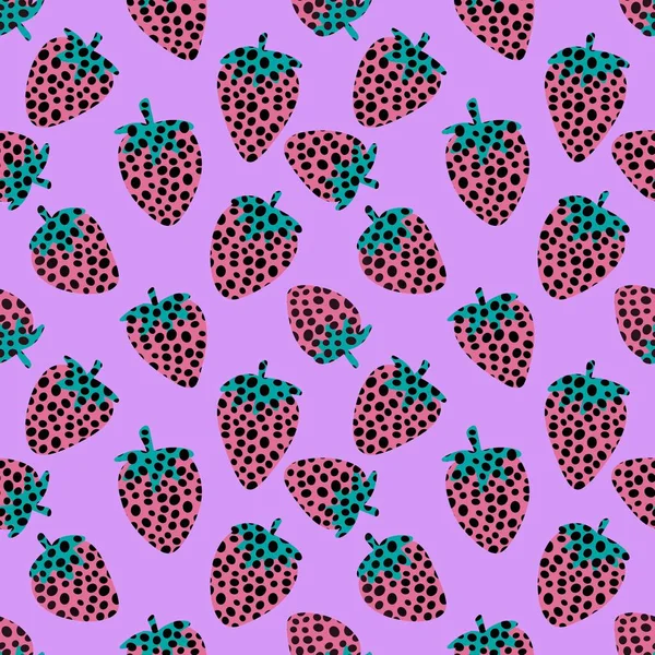 Cartoon Berries Seamless Kawaii Strawberry Pattern Wrapping Paper Kids Clothes — Foto Stock