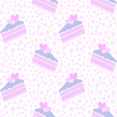 Sevgililer Günü pastası desenleri ambalaj kağıdı, çocuk kıyafetleri, şenlikli aksesuarlar, kumaşlar ve ambalajlar için kusursuz. Yüksek kaliteli illüstrasyon