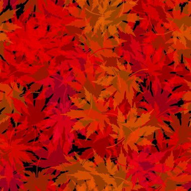 Japon akçaağaç yaprakları ambalaj kağıdı ve kıyafet baskısı için dikişsiz sonbahar deseni ve çocuk aksesuarları, kumaşlar ve mutfak tekstili. Yüksek kaliteli illüstrasyon