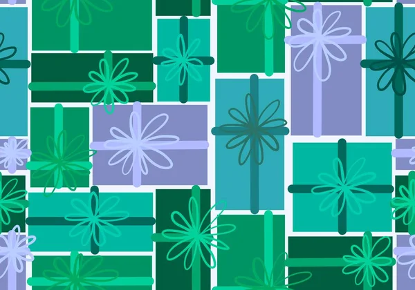 Festive Gift Box Seamless Presents Ribbons Bows Pattern Christmas Wrapping — 图库照片