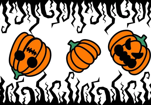 Halloween Black Creepy Branches Faces Pumpkins Seamless Pattern Wrapping Paper — 스톡 사진
