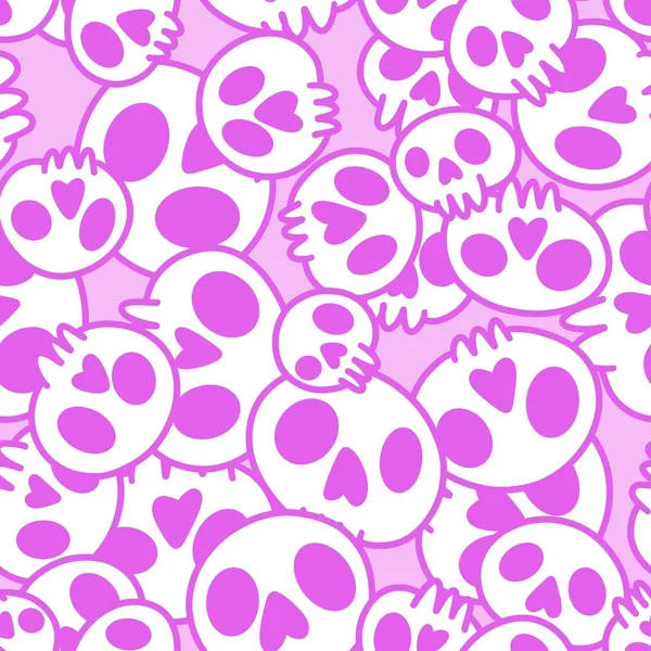 Cartoon Doodle Seamless Halloween Skulls Pattern Wrapping Paper Clothes Print — Stockfoto
