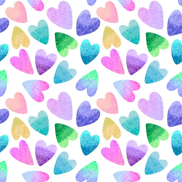 Watercolor Valentines Seamless Hearts Pattern Fabrics Textiles Packaging Wrapping Paper — Stock Fotó