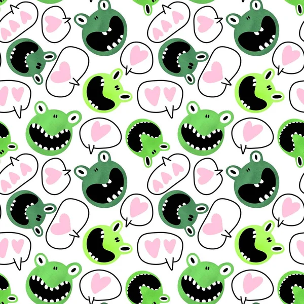 Summer Cartoon Doodle Seamless Frogs Pattern Wrapping Paper Kids Clothes — Stock Photo, Image