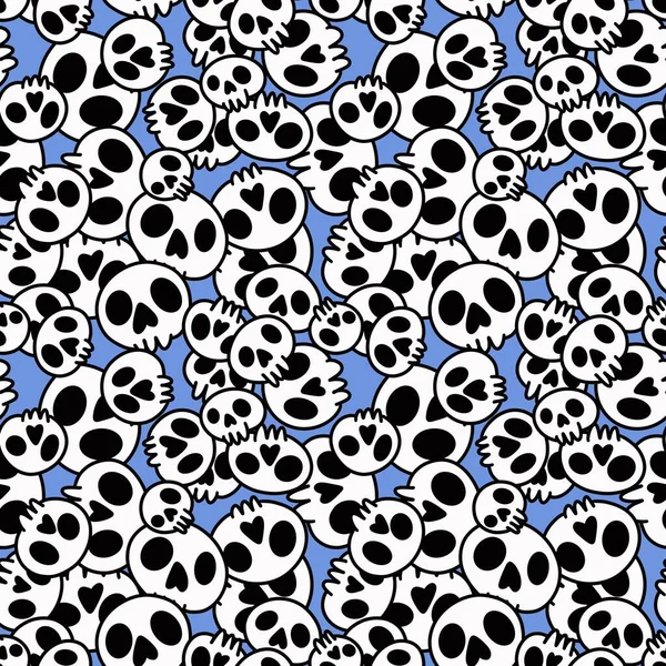Cartoon Doodle Seamless Halloween Skulls Pattern Wrapping Paper Clothes Print — 스톡 사진