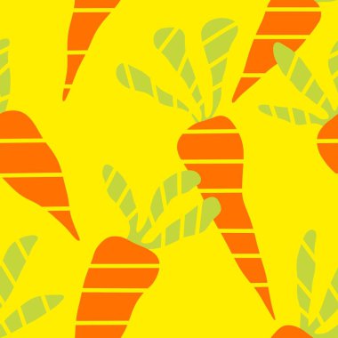 Vegetable cartoon seamless carrot pattern for wrapping paper and kids clothes print and kitchen textiles and fabrics and accessories. High quality illustration