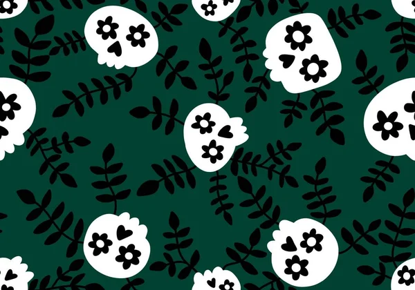 Cartoon doodle seamless Halloween skulls pattern for wrapping paper and clothes print and kids accessories and fabrics and notebooks and textiles. High quality illustration