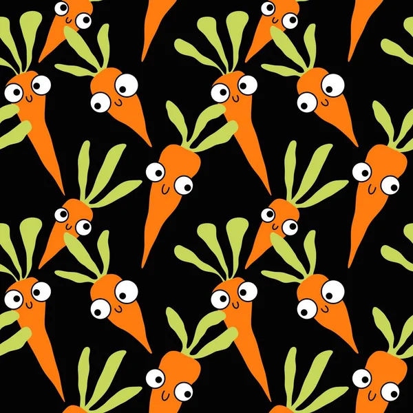 Vegetable cartoon seamless carrot pattern for wrapping paper and kids clothes print and kitchen textiles and fabrics and accessories. High quality illustration