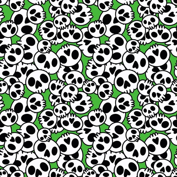 Cartoon Doodle Seamless Halloween Skulls Pattern Wrapping Paper Clothes Print — Fotografia de Stock
