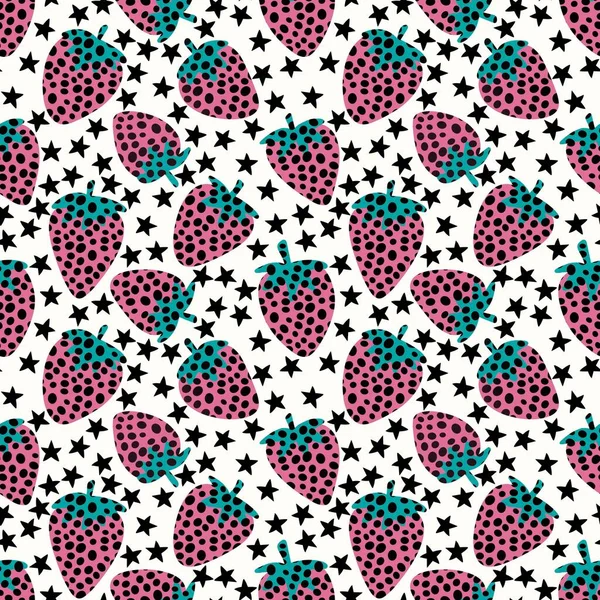 Cartoon Berries Seamless Kawaii Strawberry Pattern Wrapping Paper Kids Clothes — Φωτογραφία Αρχείου